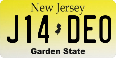NJ license plate J14DEO