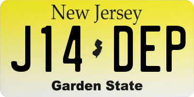NJ license plate J14DEP