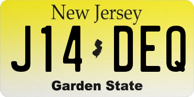 NJ license plate J14DEQ