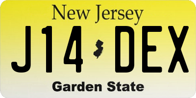 NJ license plate J14DEX