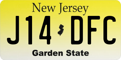 NJ license plate J14DFC
