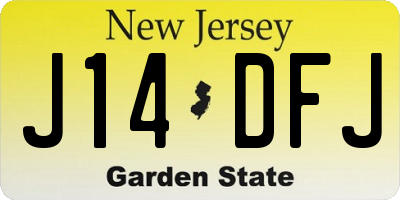 NJ license plate J14DFJ