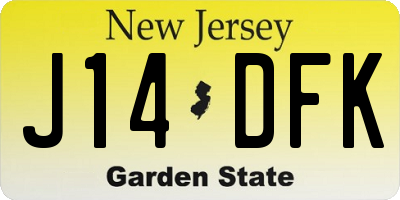 NJ license plate J14DFK