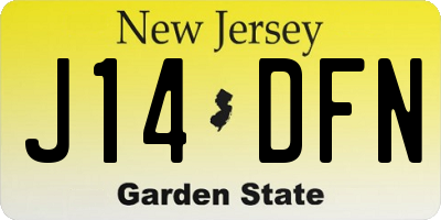 NJ license plate J14DFN