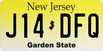 NJ license plate J14DFQ