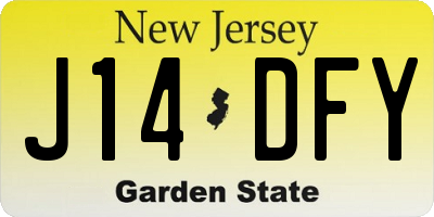 NJ license plate J14DFY