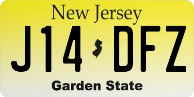 NJ license plate J14DFZ