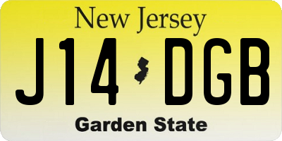 NJ license plate J14DGB