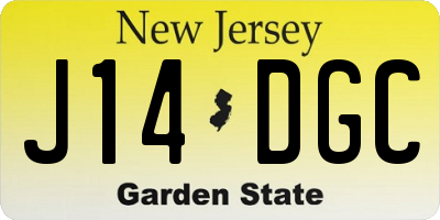 NJ license plate J14DGC