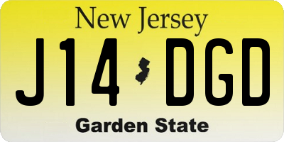 NJ license plate J14DGD