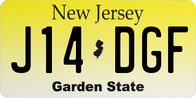 NJ license plate J14DGF