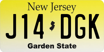 NJ license plate J14DGK