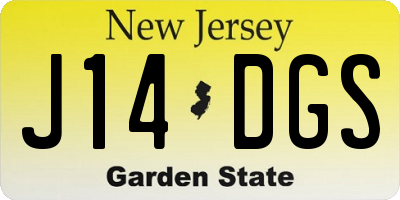 NJ license plate J14DGS