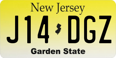 NJ license plate J14DGZ