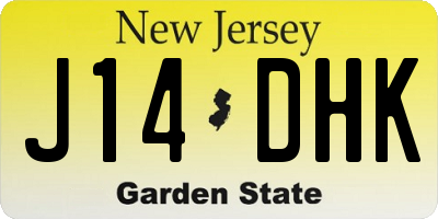 NJ license plate J14DHK