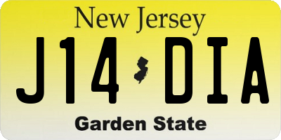 NJ license plate J14DIA