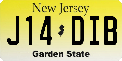 NJ license plate J14DIB