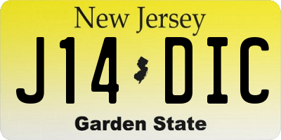 NJ license plate J14DIC