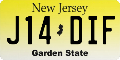 NJ license plate J14DIF