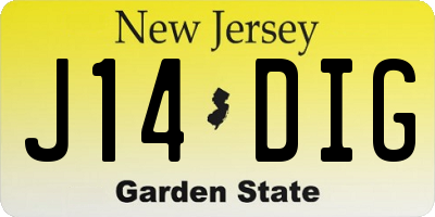 NJ license plate J14DIG