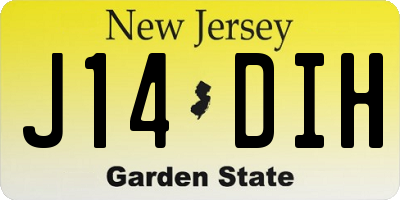 NJ license plate J14DIH