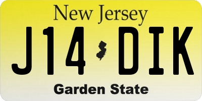 NJ license plate J14DIK