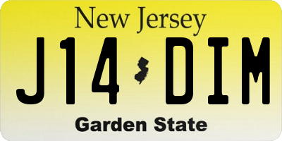 NJ license plate J14DIM