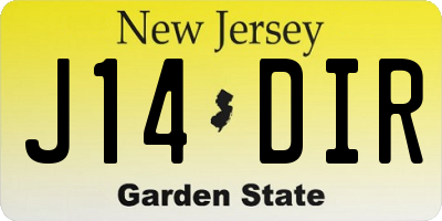 NJ license plate J14DIR