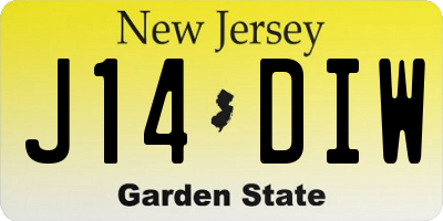 NJ license plate J14DIW