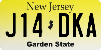 NJ license plate J14DKA