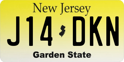 NJ license plate J14DKN