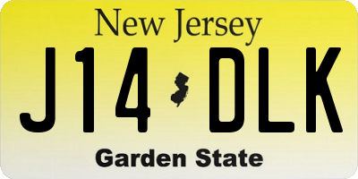 NJ license plate J14DLK