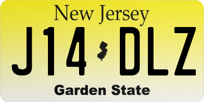 NJ license plate J14DLZ