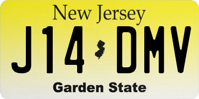 NJ license plate J14DMV
