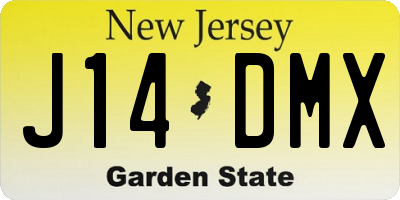 NJ license plate J14DMX