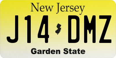 NJ license plate J14DMZ