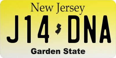NJ license plate J14DNA