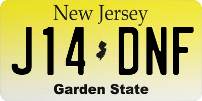 NJ license plate J14DNF