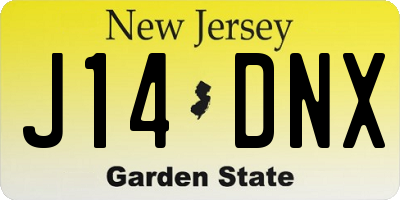 NJ license plate J14DNX