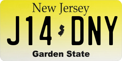 NJ license plate J14DNY