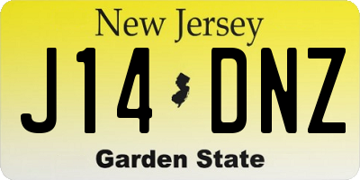 NJ license plate J14DNZ