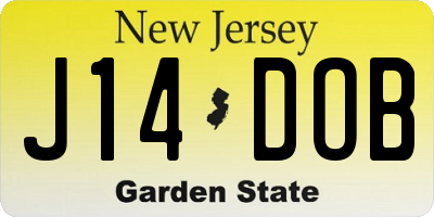 NJ license plate J14DOB