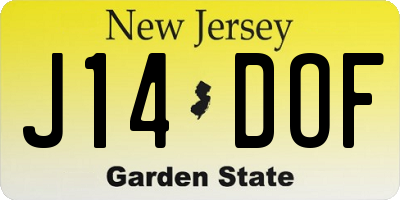 NJ license plate J14DOF