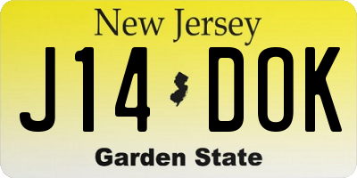 NJ license plate J14DOK