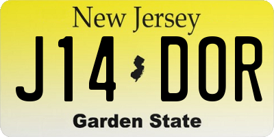NJ license plate J14DOR