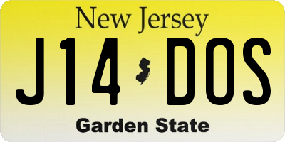NJ license plate J14DOS