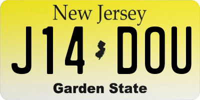 NJ license plate J14DOU