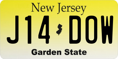 NJ license plate J14DOW