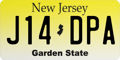NJ license plate J14DPA