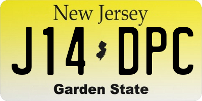 NJ license plate J14DPC